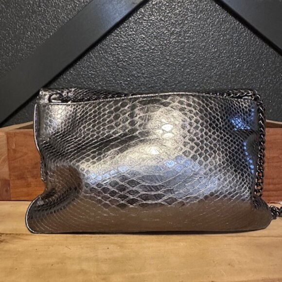 Michael Kors Parker Medium Metallic Snake-Embossed Leather Shoulder Bag - Picture 2 of 10